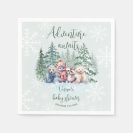 Winter Bosdieren In Sneeuw Baby Borrel Servet