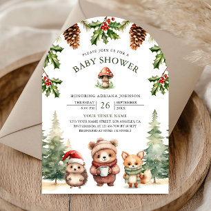 Winter Bosdieren Kerstboog Baby Shower Kaart