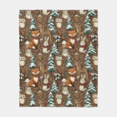 Winter Bosdieren Kerstpatroon Fleece Deken (Voorkant)