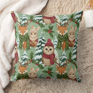 Winter Bosdieren Kerstpatroon Kussen
