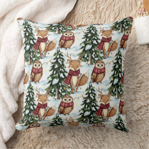 Winter Bosdieren Kerstpatroon Kussen