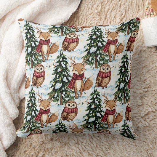 Winter Bosdieren Kerstpatroon Kussen (Deken)