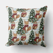 Winter Bosdieren Kerstpatroon Kussen (Voorkant)