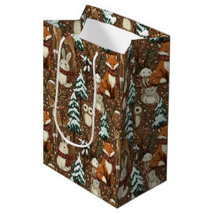 Winter Bosdieren Kerstpatroon Medium Cadeauzakje
