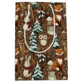 Winter Bosdieren Kerstpatroon Medium Cadeauzakje (Voorkant)