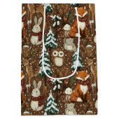 Winter Bosdieren Kerstpatroon Medium Cadeauzakje (Achterkant)