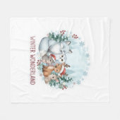 Winter Bosdieren Knuffeldekens van Fleece Deken (Voorkant (Horizontaal))