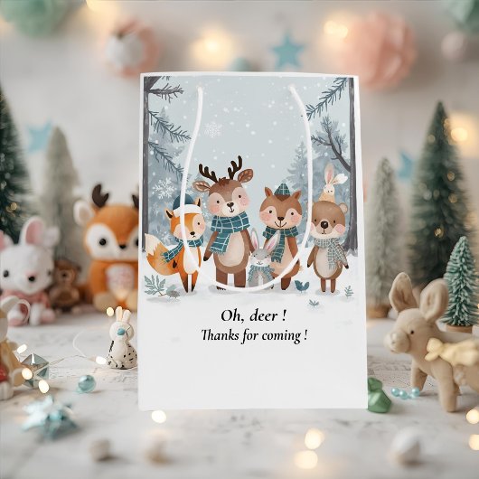 Winter bosdieren verjaardag  medium cadeauzakje