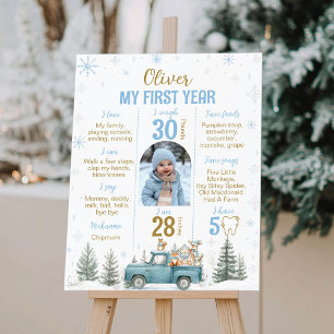 Winter Bosdieren Verjaardag Mijlpaal Foto Poster