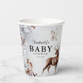 Winter Bosdieren Watercolor Baby Shower Papieren Bekers