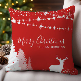 Winter Boseland Hert Rood Familie Kerstmis Kussen