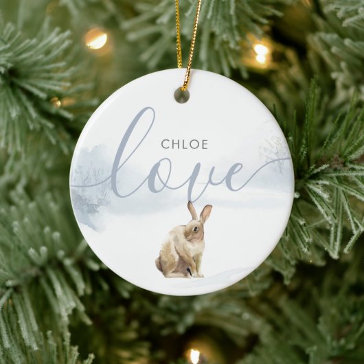 Winter Boshaas Liefdesscript Keramisch Ornament (Boom)
