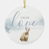 Winter Boshaas Liefdesscript Keramisch Ornament (Voorkant)