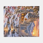 Winter Boshuisje Fleece Deken (Voorkant (Horizontaal))