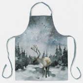 Winter Bosland Bos Apron met Herten en Nachtelijke Schort (Voorkant)