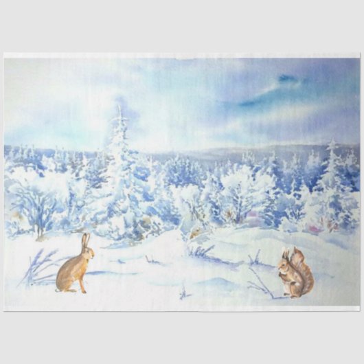 Winter Bosland Ephemera Serie Ontwerp 2 Tissuepapier (Voorkant)