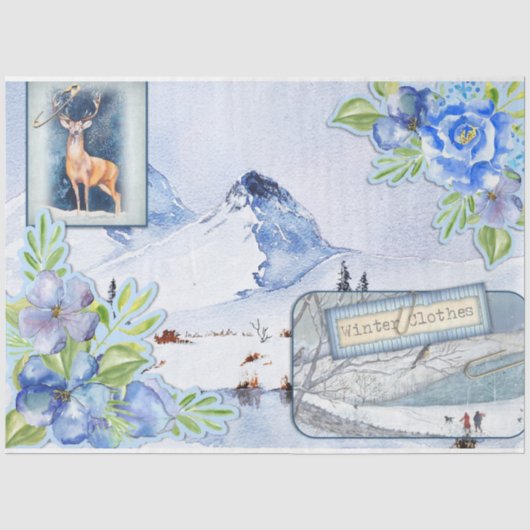 Winter Bosland Ephemera Serie Ontwerp 6 Tissuepapier (Voorkant)