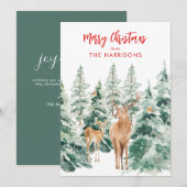 Winter Bosland Herten Kerstmis Vakantiewenskaart Feestdagenkaart (Voorkant / Achterkant)