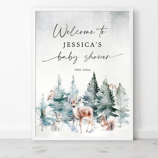 Winter Bosland Koud Buiten Baby Shower Welkom Poster