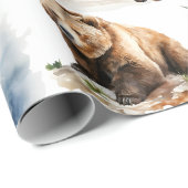 Winter Bosland Moeder & Cub Grizzly Beer Land Cadeaupapier (Rol Hoek)