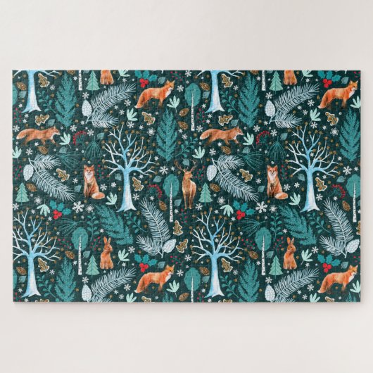 Winter Bosland Teal/Goud ID785 Legpuzzel (Horizontaal)