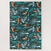Winter Bosland Teal/Goud ID785 Legpuzzel (Verticaal)