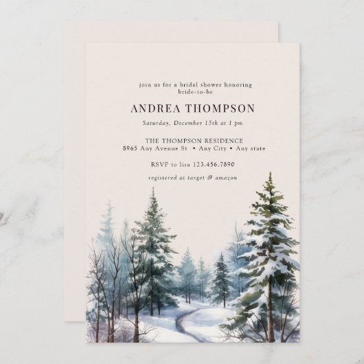 Winter Boslandschap | Bos Uitnodigingen (Voorkant / Achterkant)