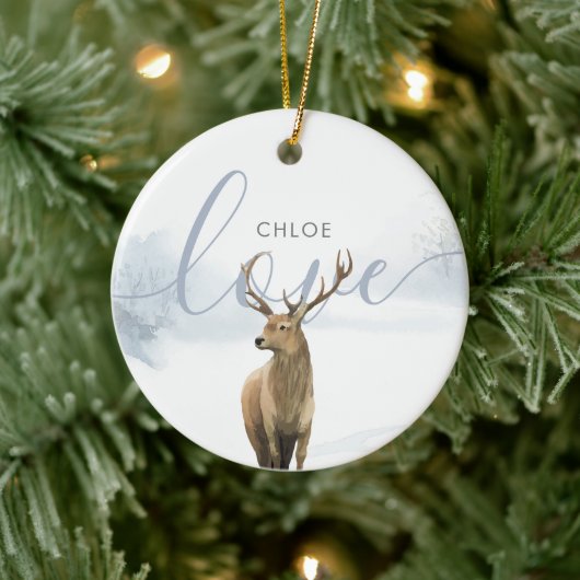 Winter Boslandschap Hertenbok Keramisch Ornament (Boom)