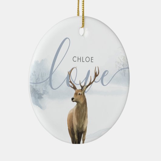 Winter Boslandschap Hertenbok Keramisch Ornament (Rechts)