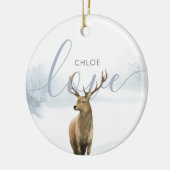 Winter Boslandschap Hertenbok Keramisch Ornament (Links)