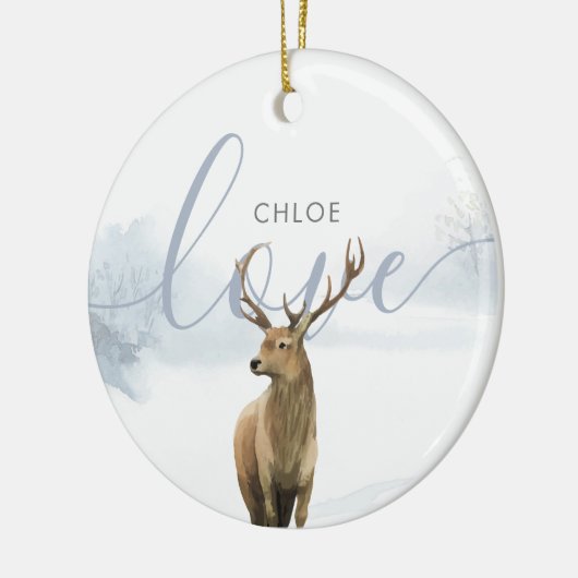 Winter Boslandschap Hertenbok Keramisch Ornament (Links)