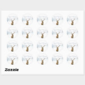 Winter Boslandschap Hertenbok Ronde Sticker (Vel)