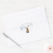 Winter Boslandschap Hertenbok Ronde Sticker (Envelop)