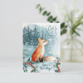 Winter boslandschap scène, vos Kerstmis Briefkaart (Staand voorkant)