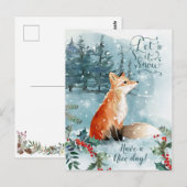 Winter boslandschap scène, vos Kerstmis Briefkaart (Voorkant / Achterkant)