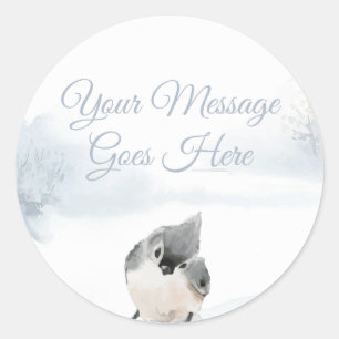 Winter Boslandschap Vogel Scene Ronde Sticker