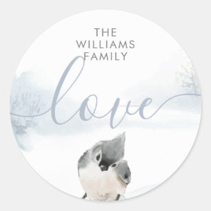 Winter Boslandschap Vogel Scene Ronde Sticker