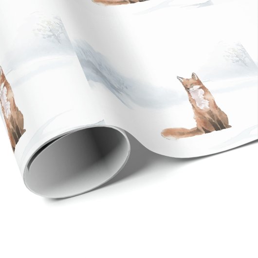Winter Boslandschap Vos Cadeaupapier (Rol Hoek)