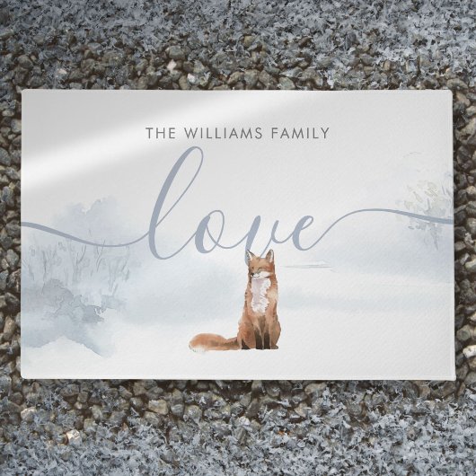 Winter boslandschap vos deurmat