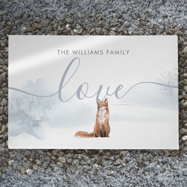 Winter boslandschap vos deurmat (Winter Woodland Scene Fox Doormat)