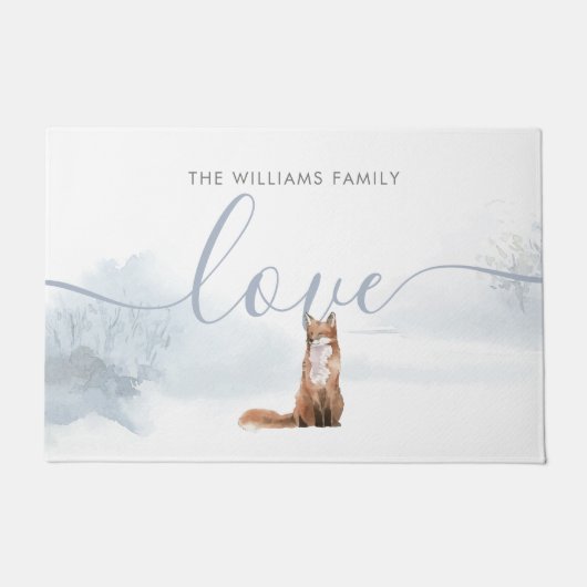 Winter boslandschap vos deurmat (Voorkant)