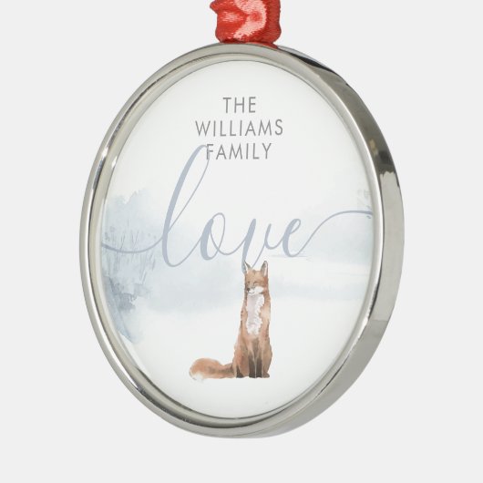 Winter Boslandschap Vos Metalen Ornament (Links)