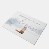 Winter Boslandschap Vos Persoonlijke Familie Naam Deurmat (Schuin)