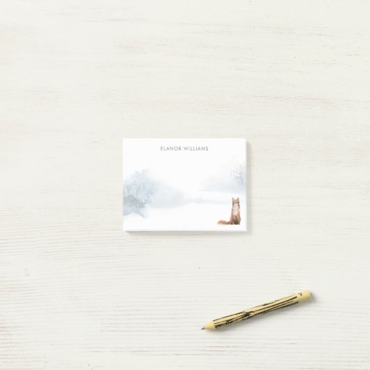 Winter Boslandschap Vos Post-it® Notes (Op bureau)