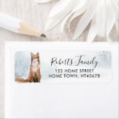 Winter Boslandschap Vos Retouradres Etiket (Insitu)