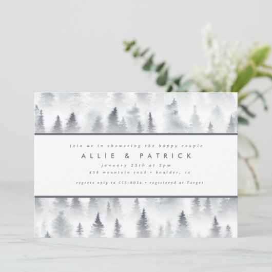 Winter Bossen Forest Woodland Couples Vrijgezellen Kaart (Staand voorkant)