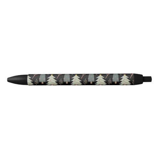 Winter Bossen kerstbomen Modern Pattern Black Zwarte Inkt Pen (Voorkant)