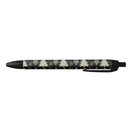 Winter Bossen kerstbomen Modern Pattern Black Zwarte Inkt Pen (Bodem)