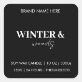 Winter & Bossen minimalistisch kaarsenlabel | Mode Vierkante Sticker (Voorkant)