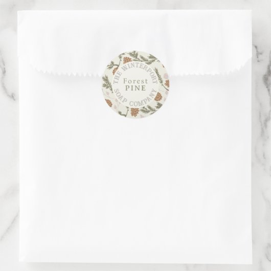 Winter Bossen Pine Bough en Cone Soap Label (Tas)